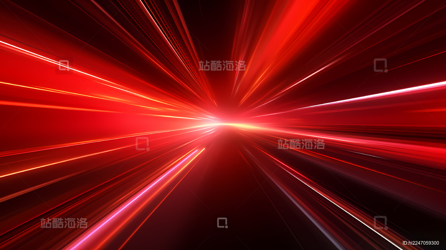 红色光线抽象设计 高速运动视觉效果