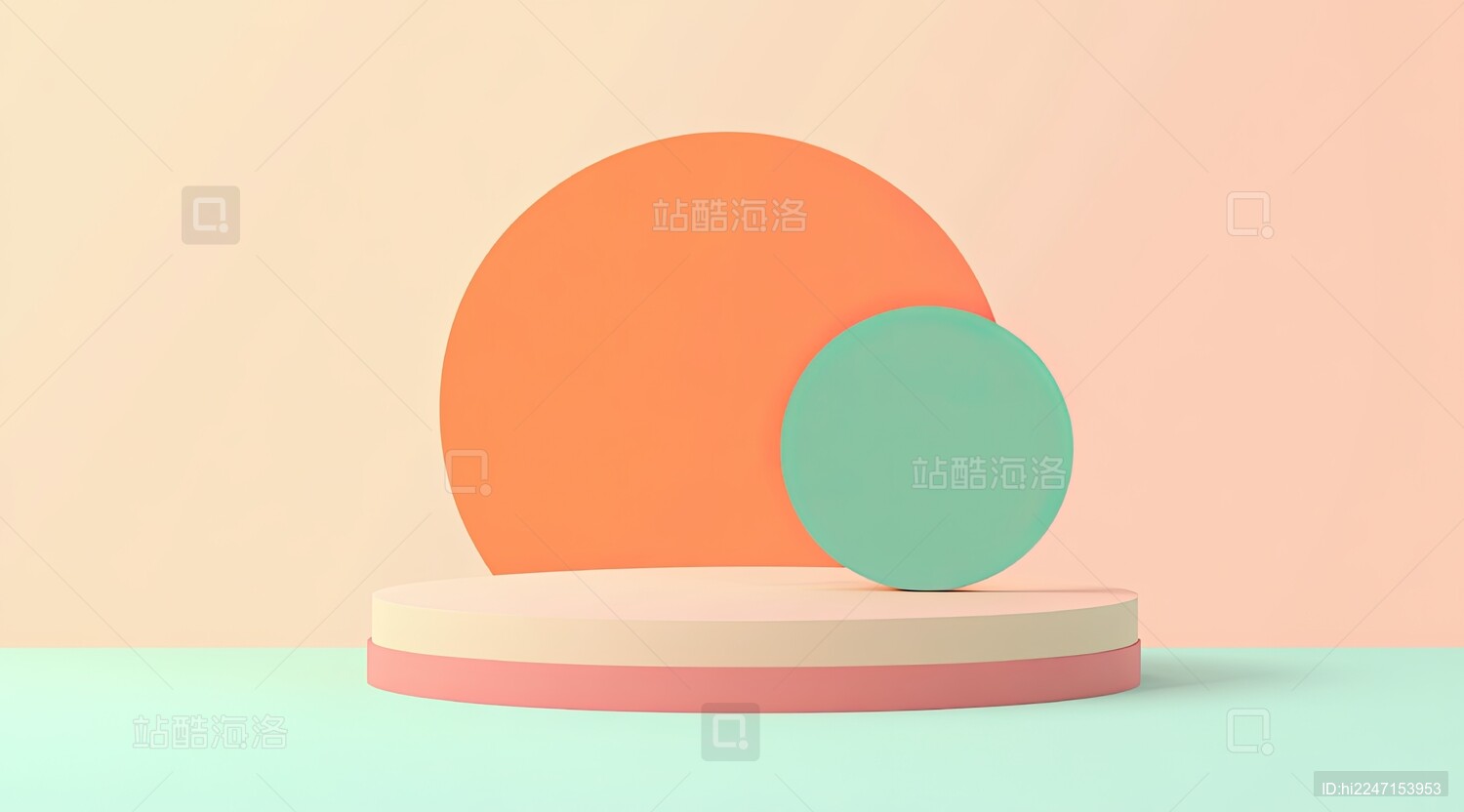 彩色卡通3D电商产品展台背景