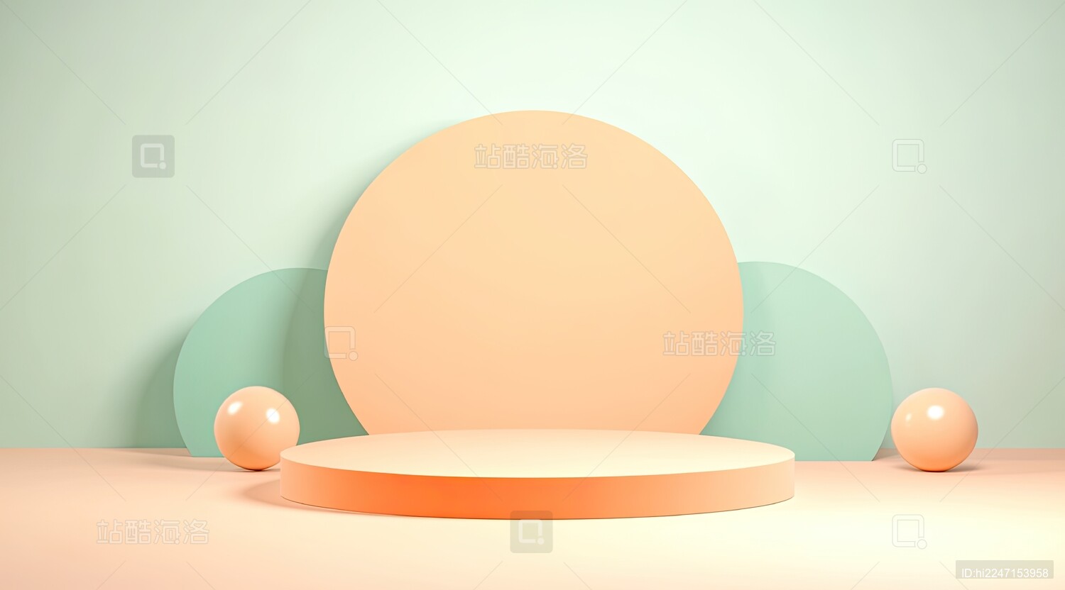 彩色卡通3D电商产品展台背景