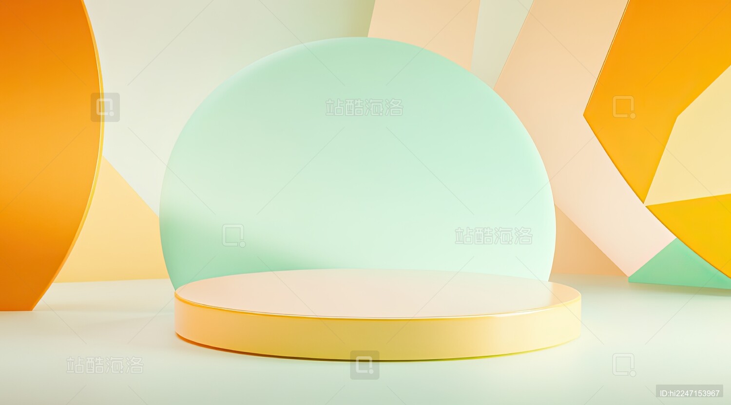 彩色卡通3D电商产品展台背景