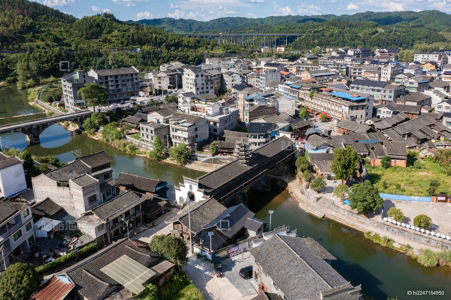 航拍湖南邵阳绥宁县寨市古镇