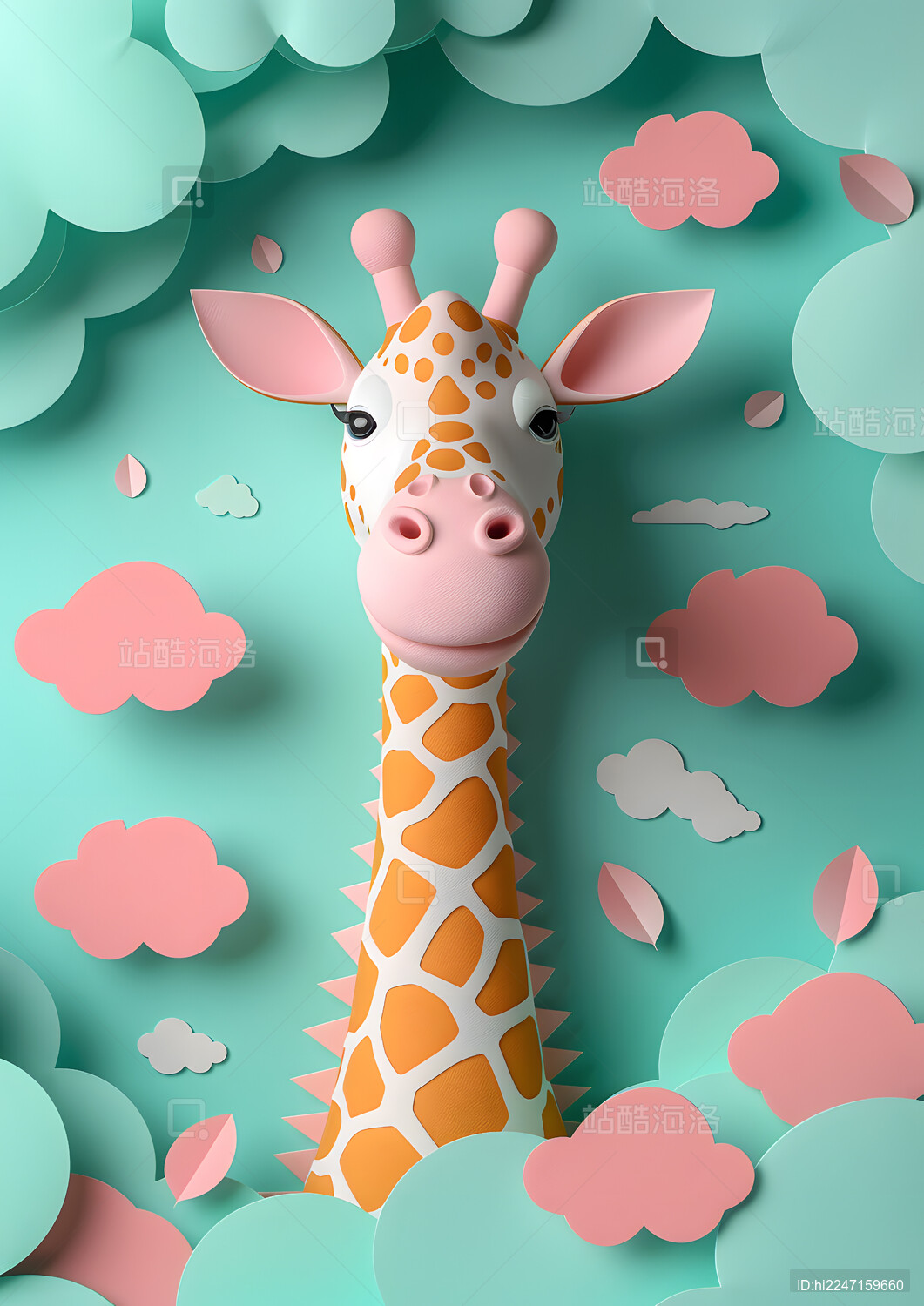 一只可爱的卡通长颈鹿
