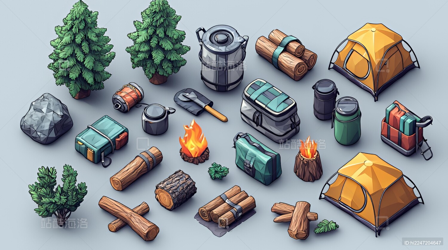 户外露营装备与游戏设计元素