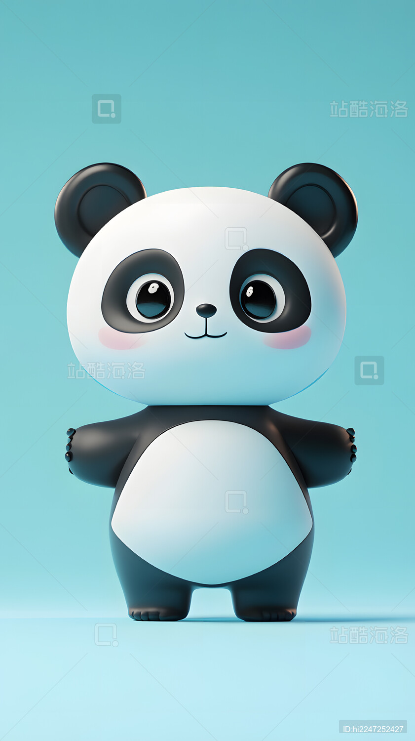 3d熊猫卡通插画