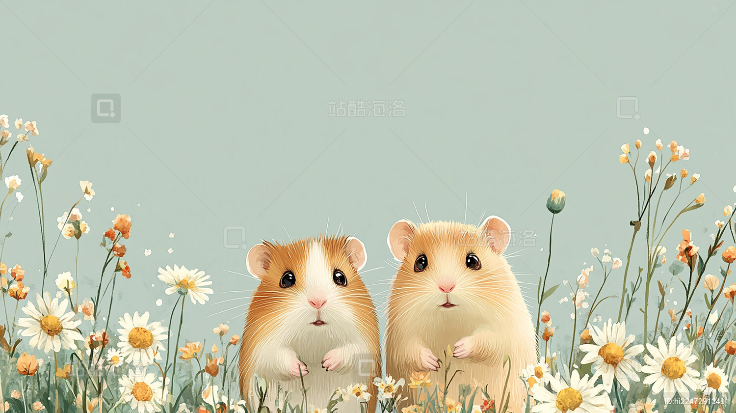 菊花丛中的小仓鼠