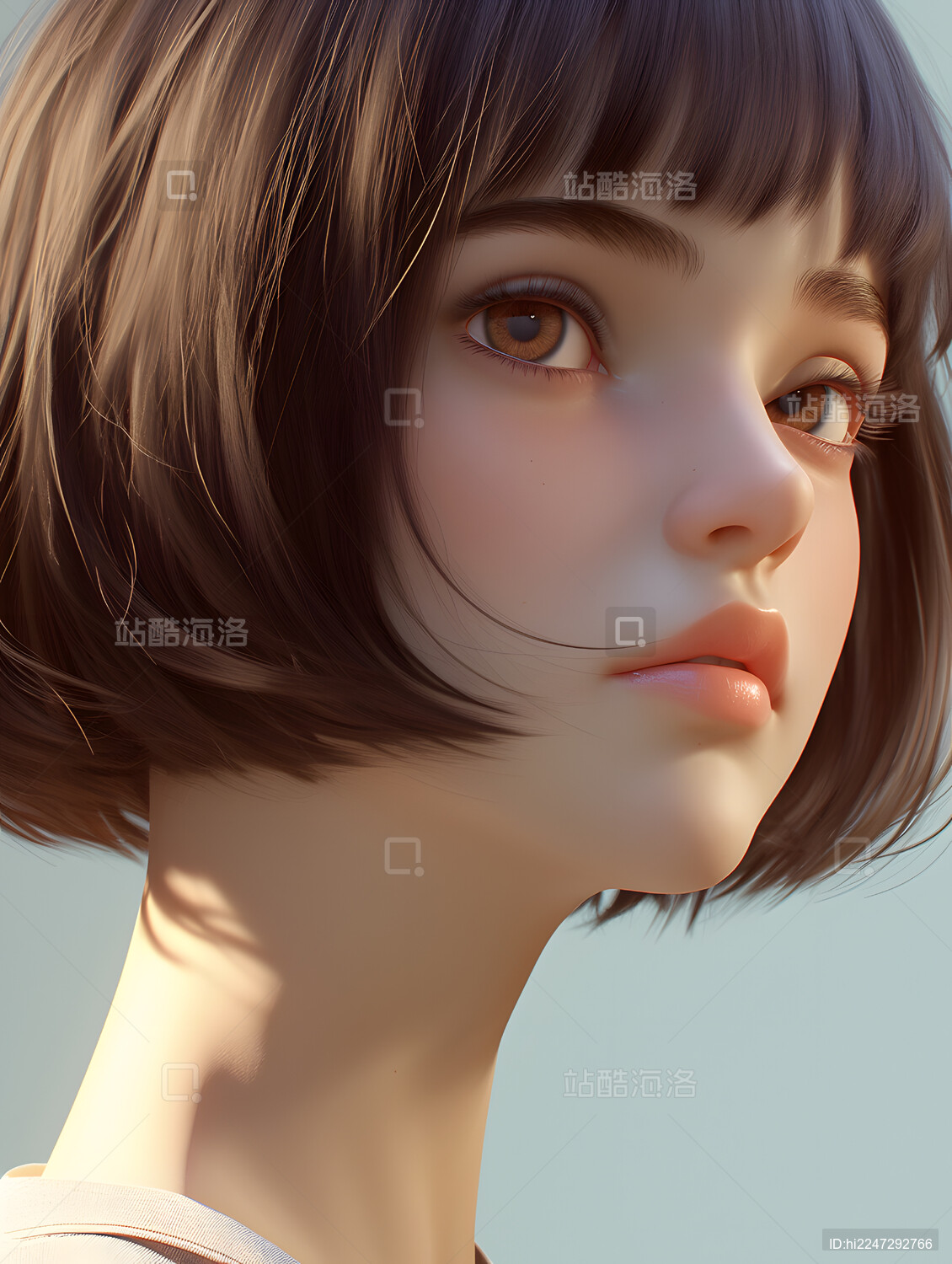 美丽的女生头部特写