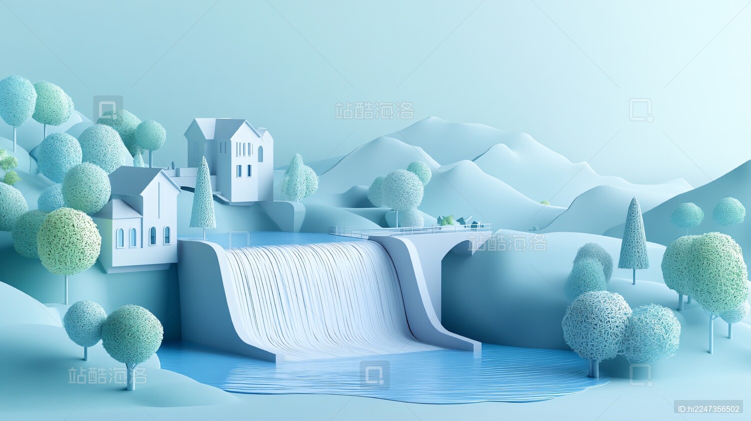 3D水力发电场景插图
