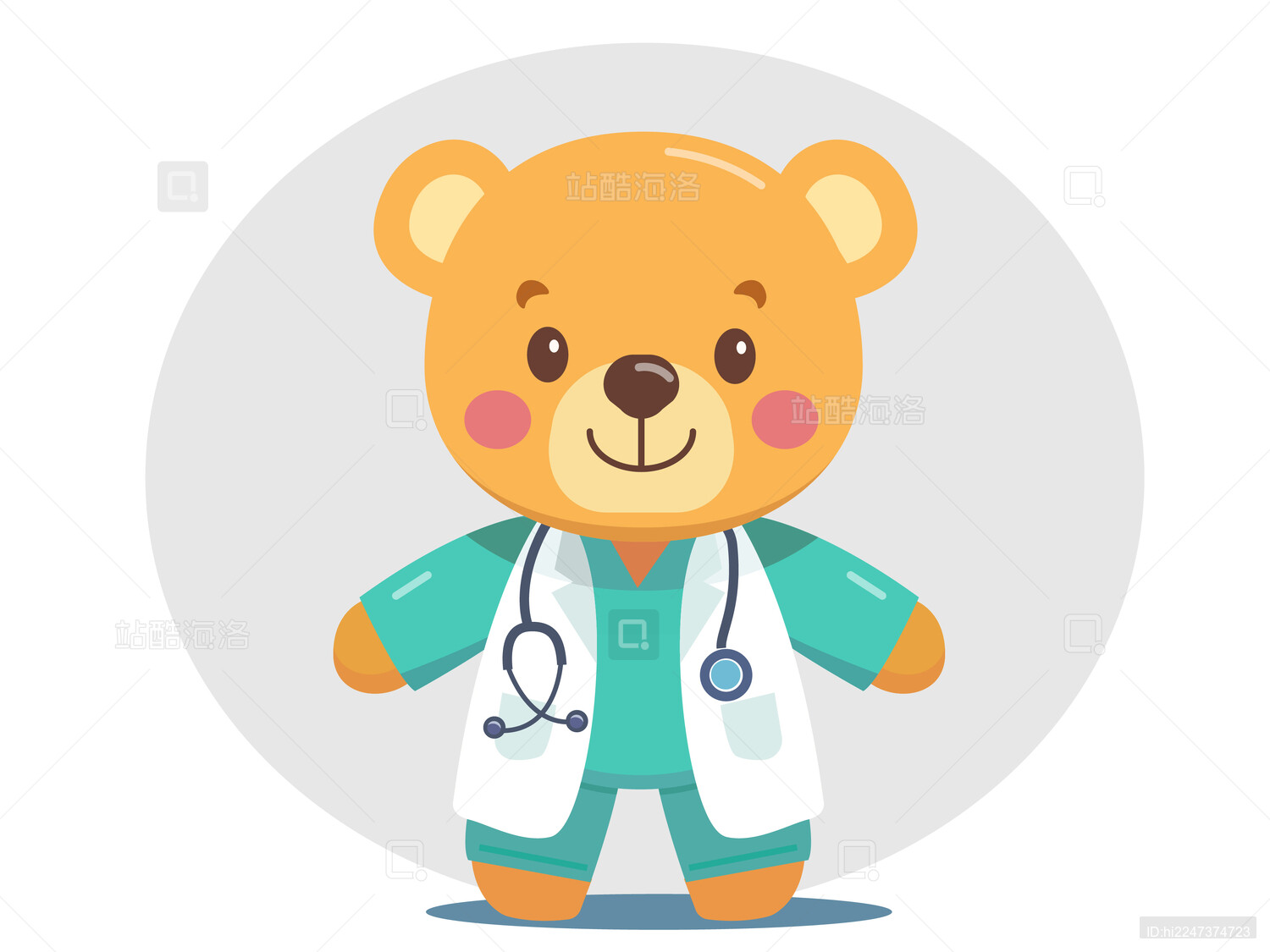 卡通可爱矢量熊医生插画