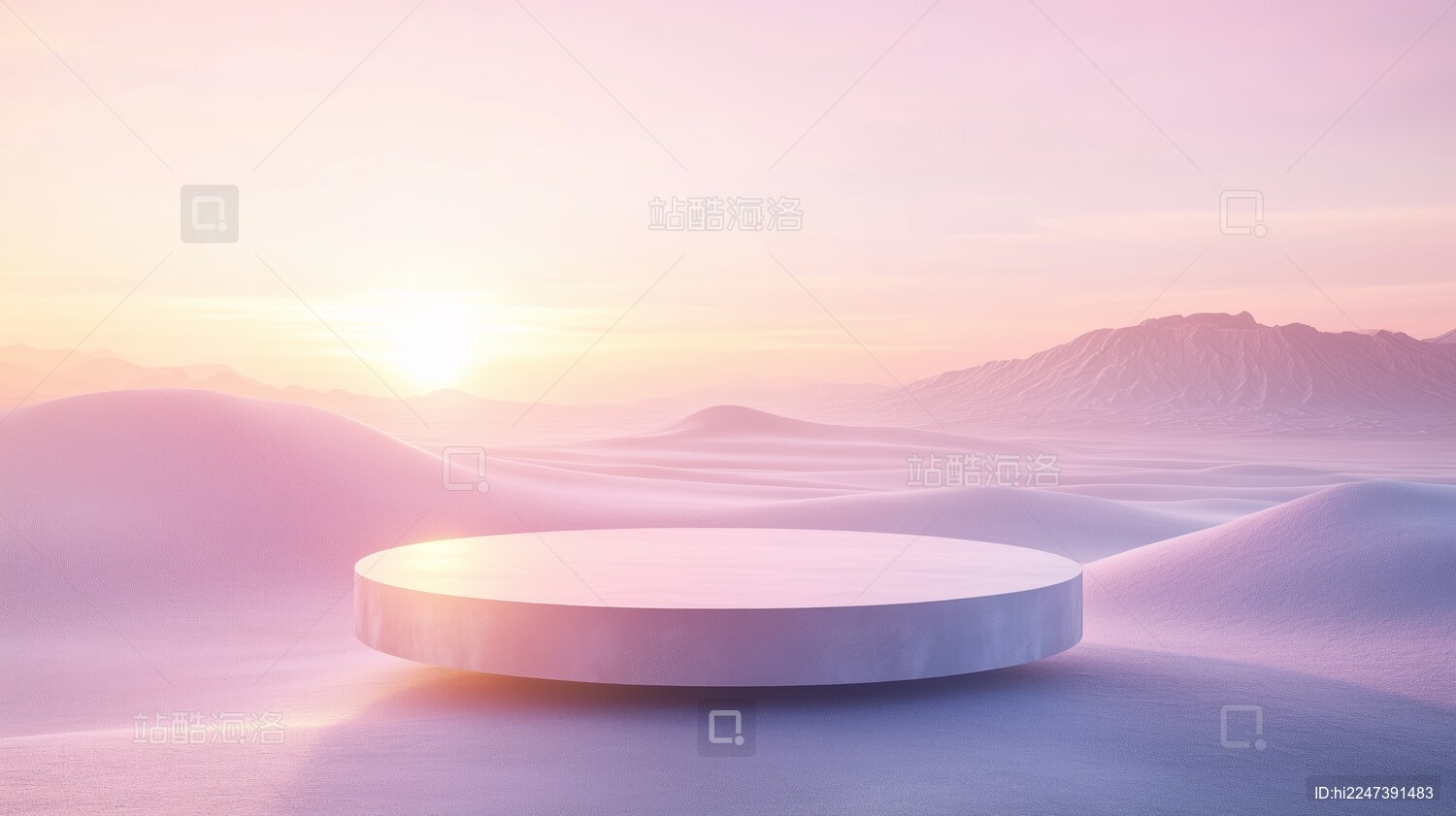 唯美梦幻自然C4D立体三维电商产品展示台