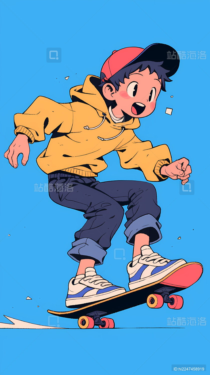 滑板男孩角色矢量插画