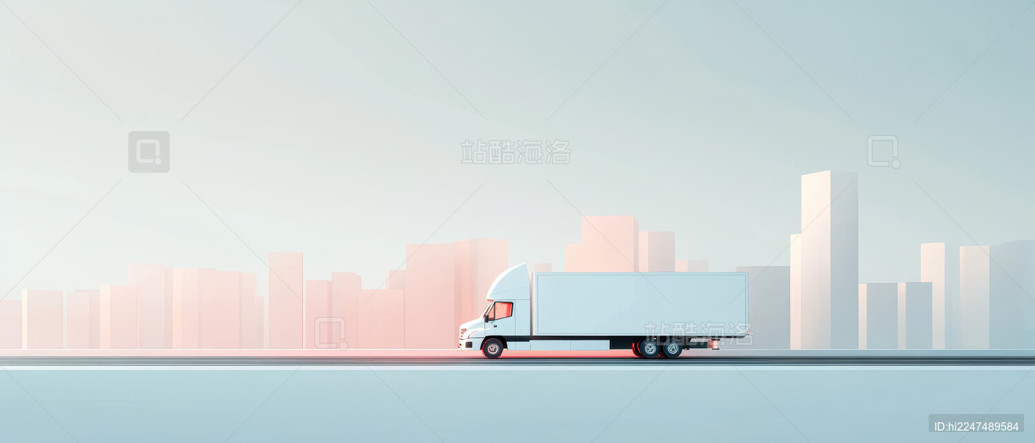 简约背景下的运输卡车