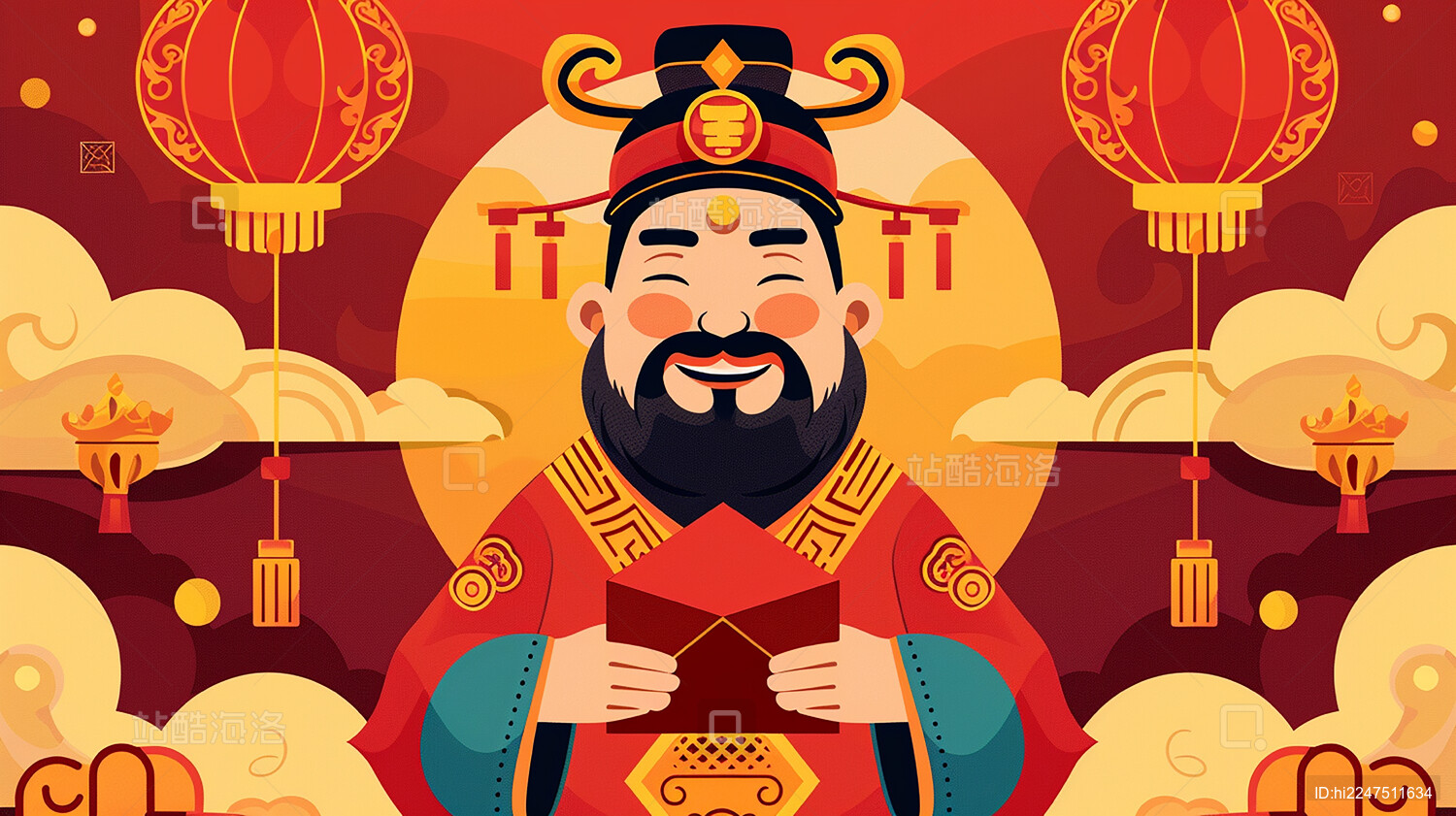 传统文化古风装饰门神财神年画