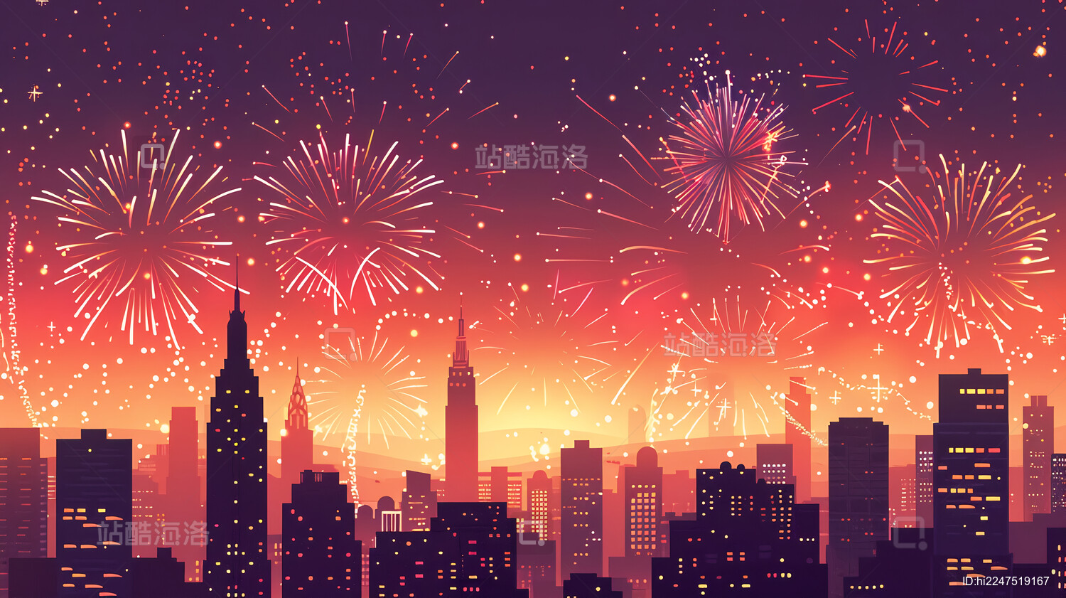 节日新年元旦春节主题背景插画