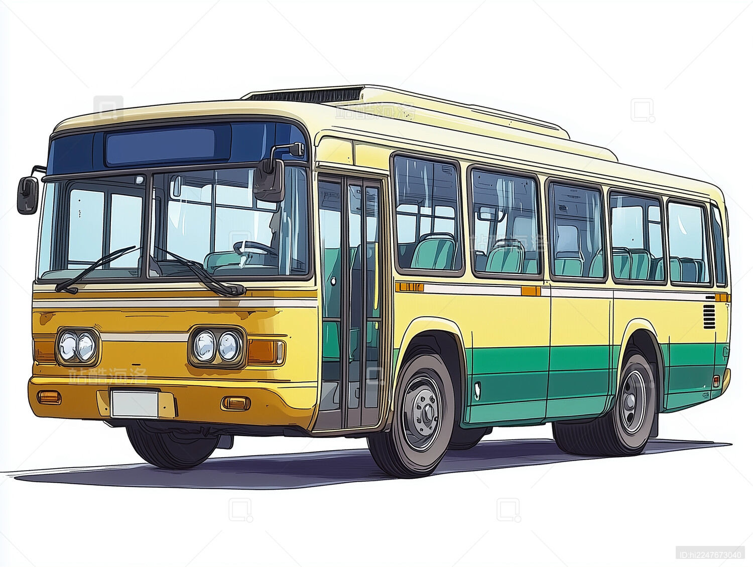 复古日漫 交通工具 公交车巴士