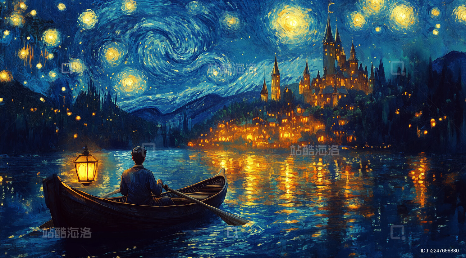 星夜文森特梵高风格日本动漫风格油画