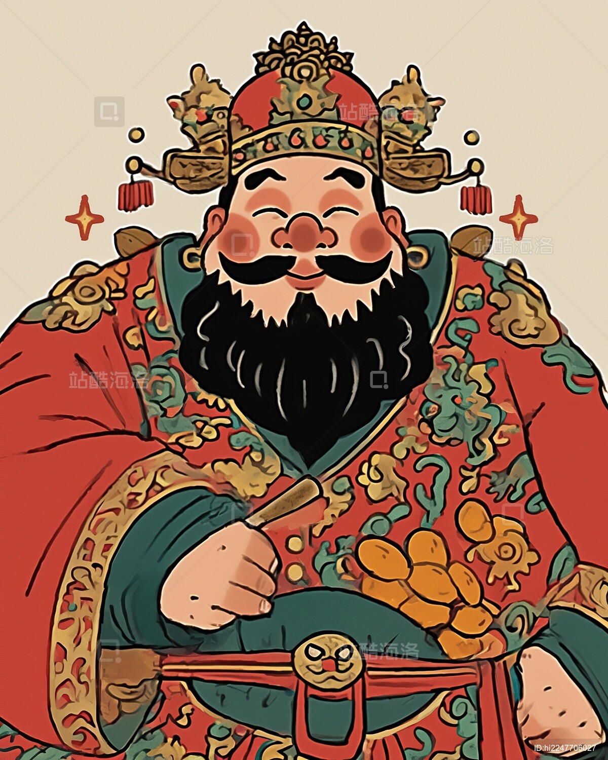 新年财神爷插画背景