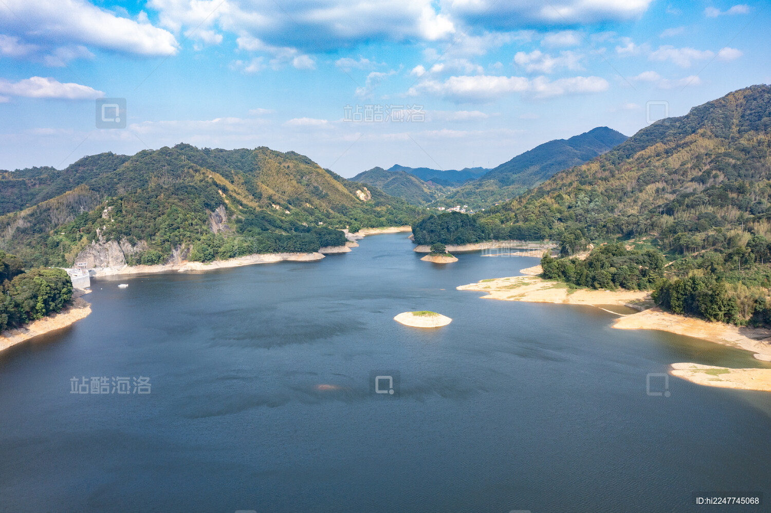 航拍湖南益阳桃江县桃花湖景区风光