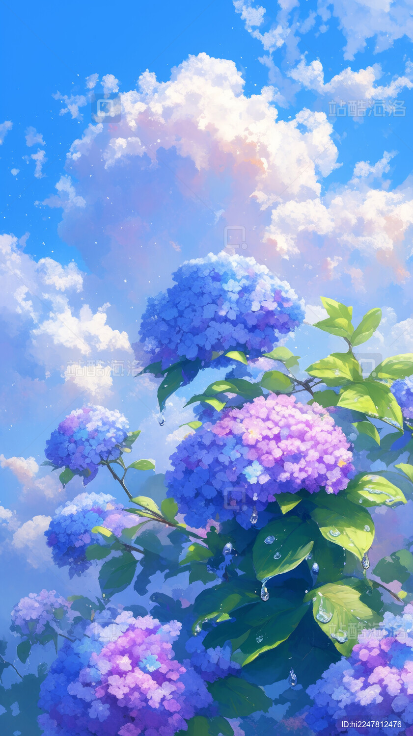 唯美梦幻绣球花朵背景