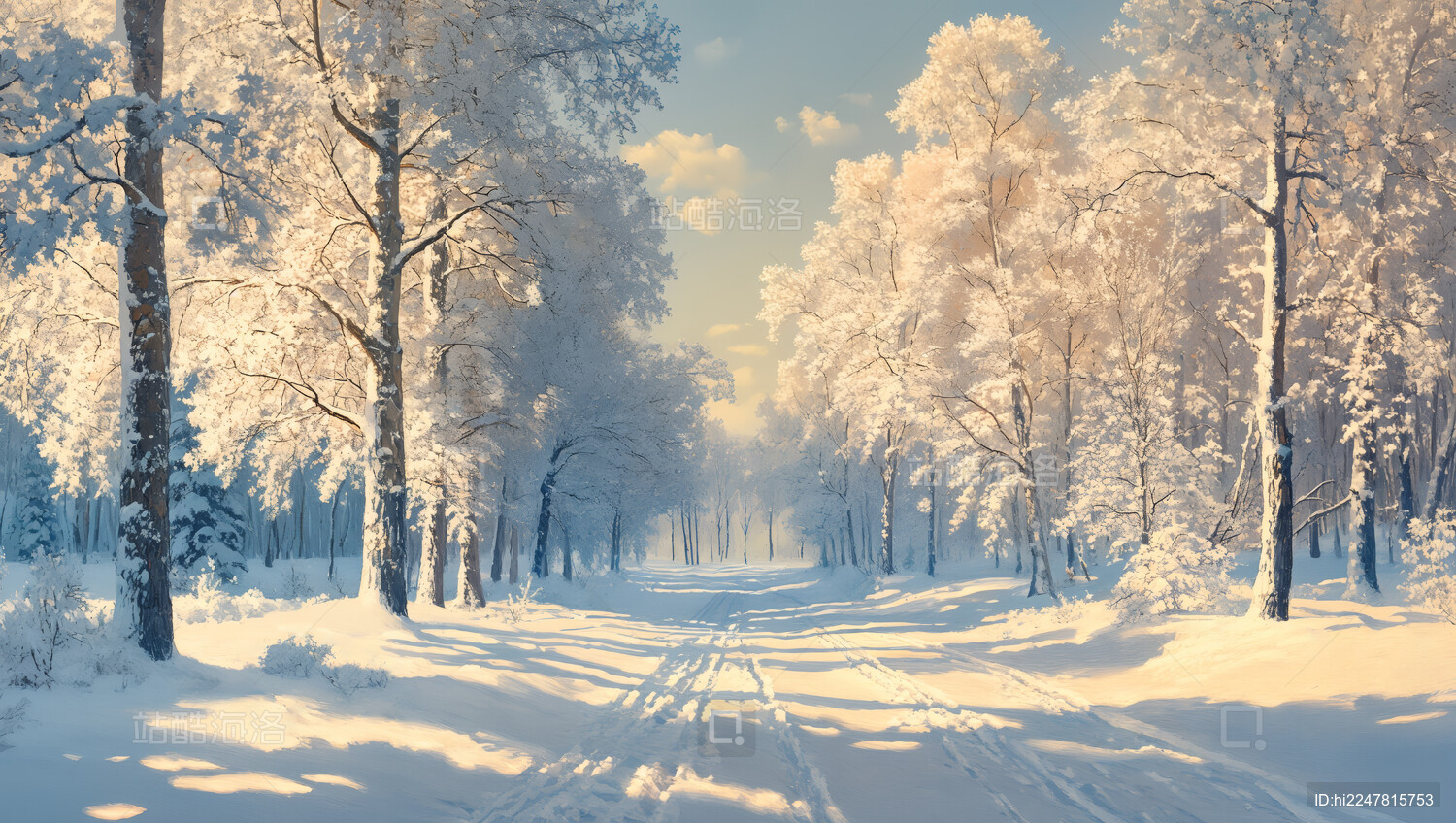 冬天树林里的雪景