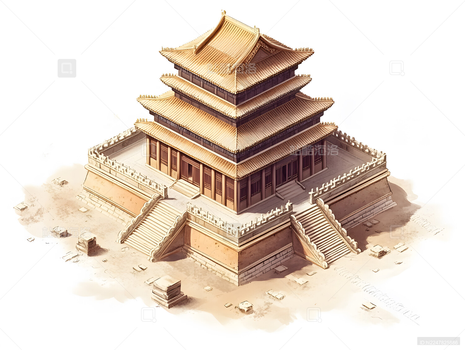 中国古代建筑3d俯视图
