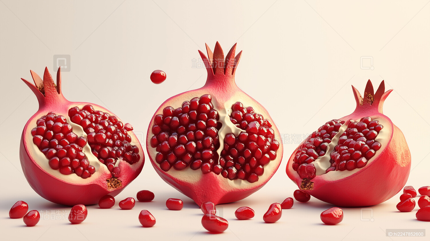 3D石榴水果插图