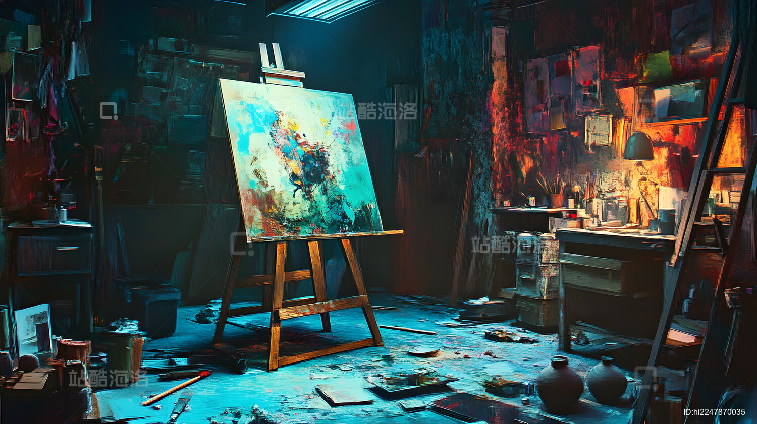 色彩鲜明创意混乱艺术工作室