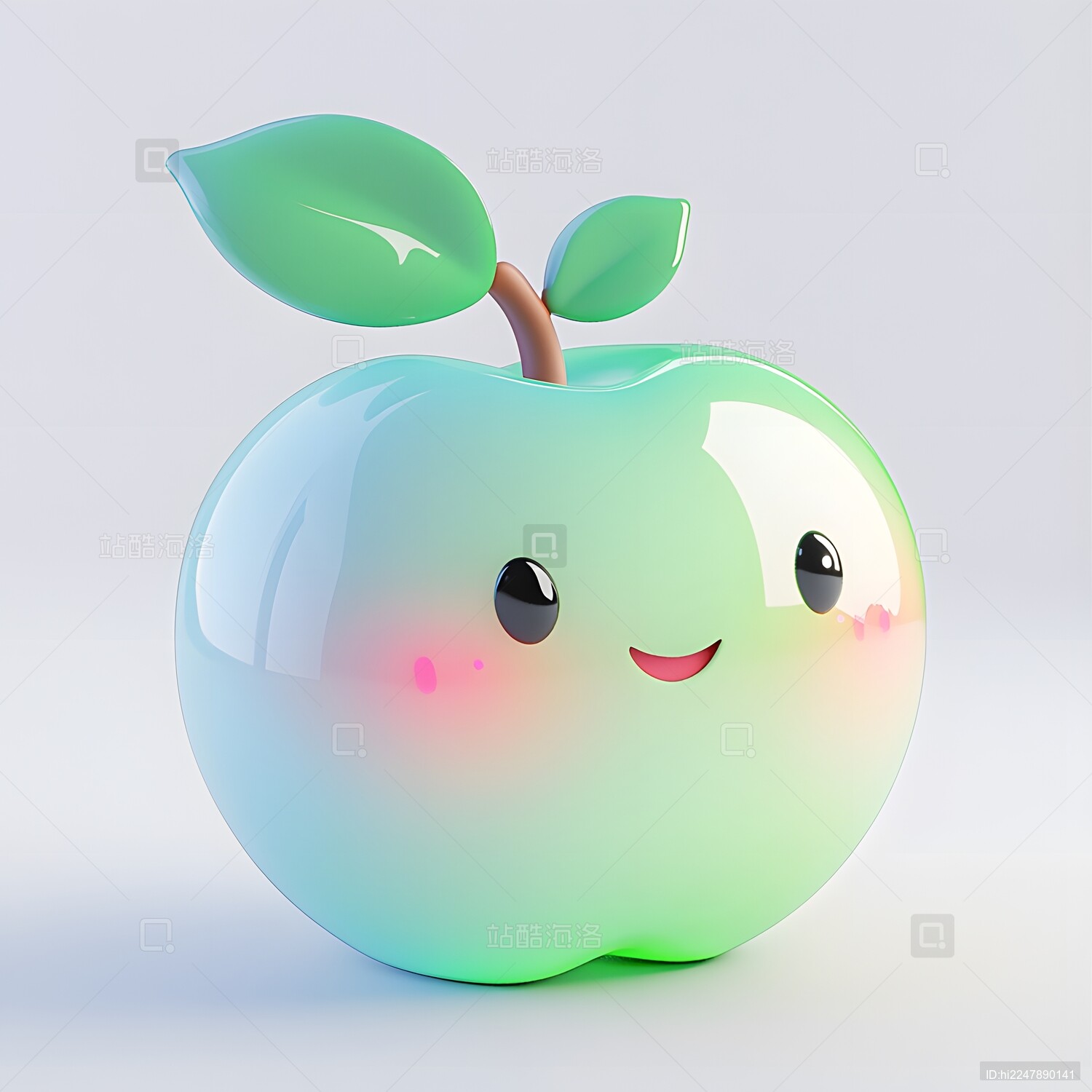 水晶苹果3D游戏图标装饰图案