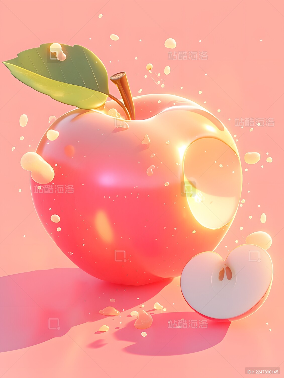 水晶苹果3D游戏图标装饰图案