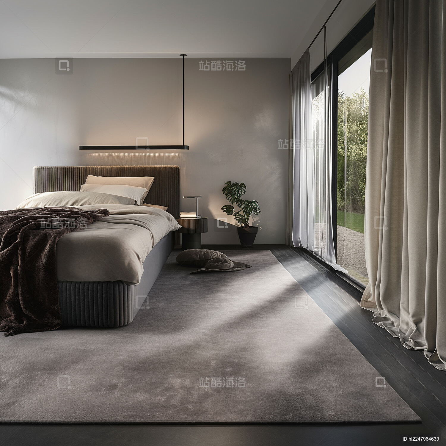 室内卧室衣柜高级灰简约合成背景