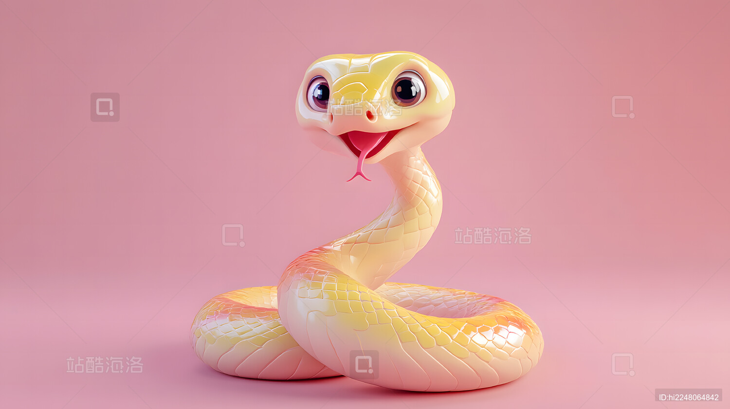 一条可爱的3d卡通蛇