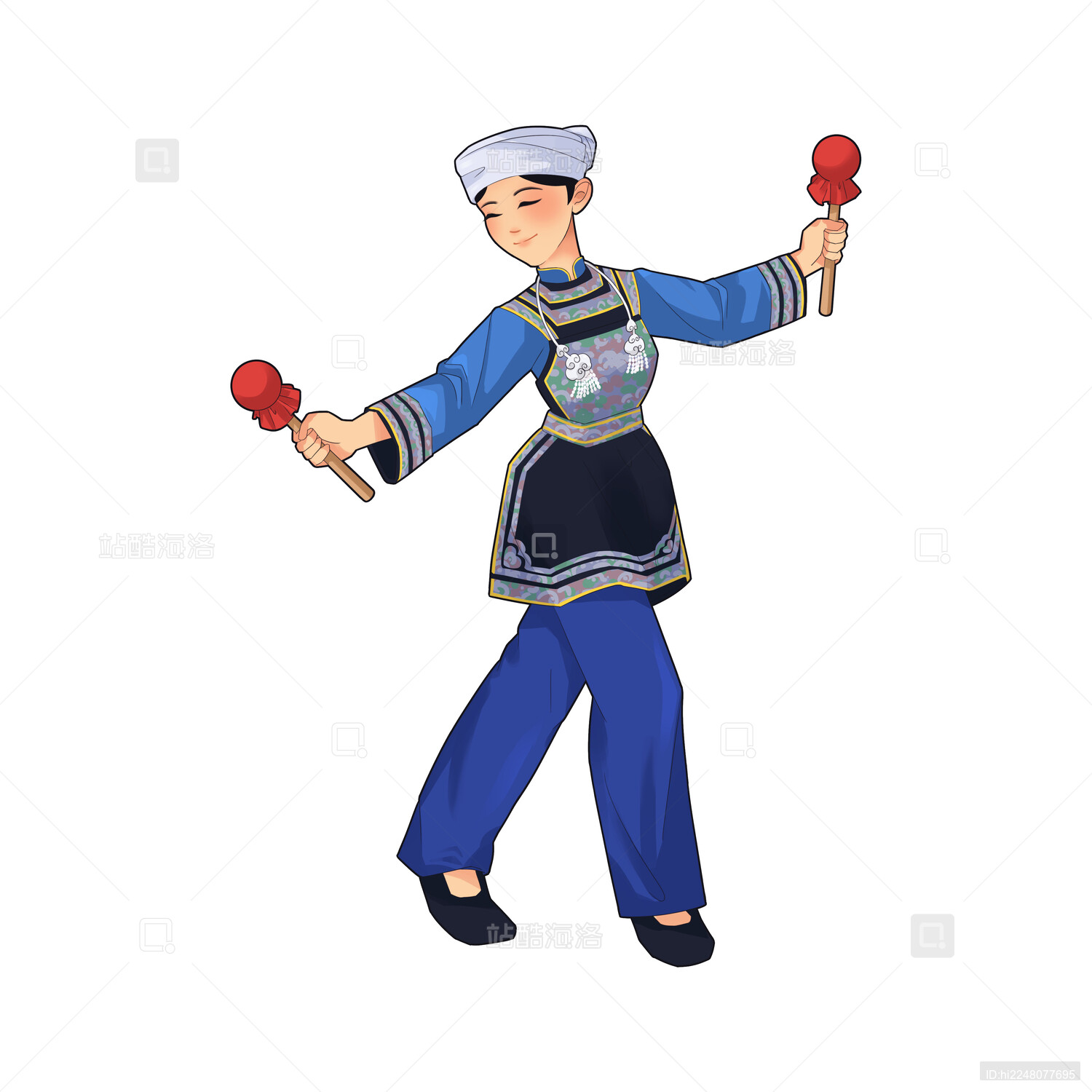 扁平风格五十六个民族水族人物插画_站酷海洛_正版图片_视频_字体