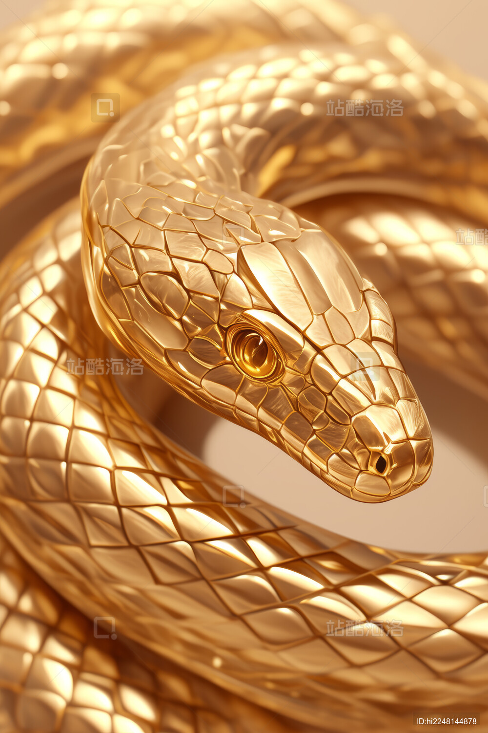 金色蛇雕塑特写