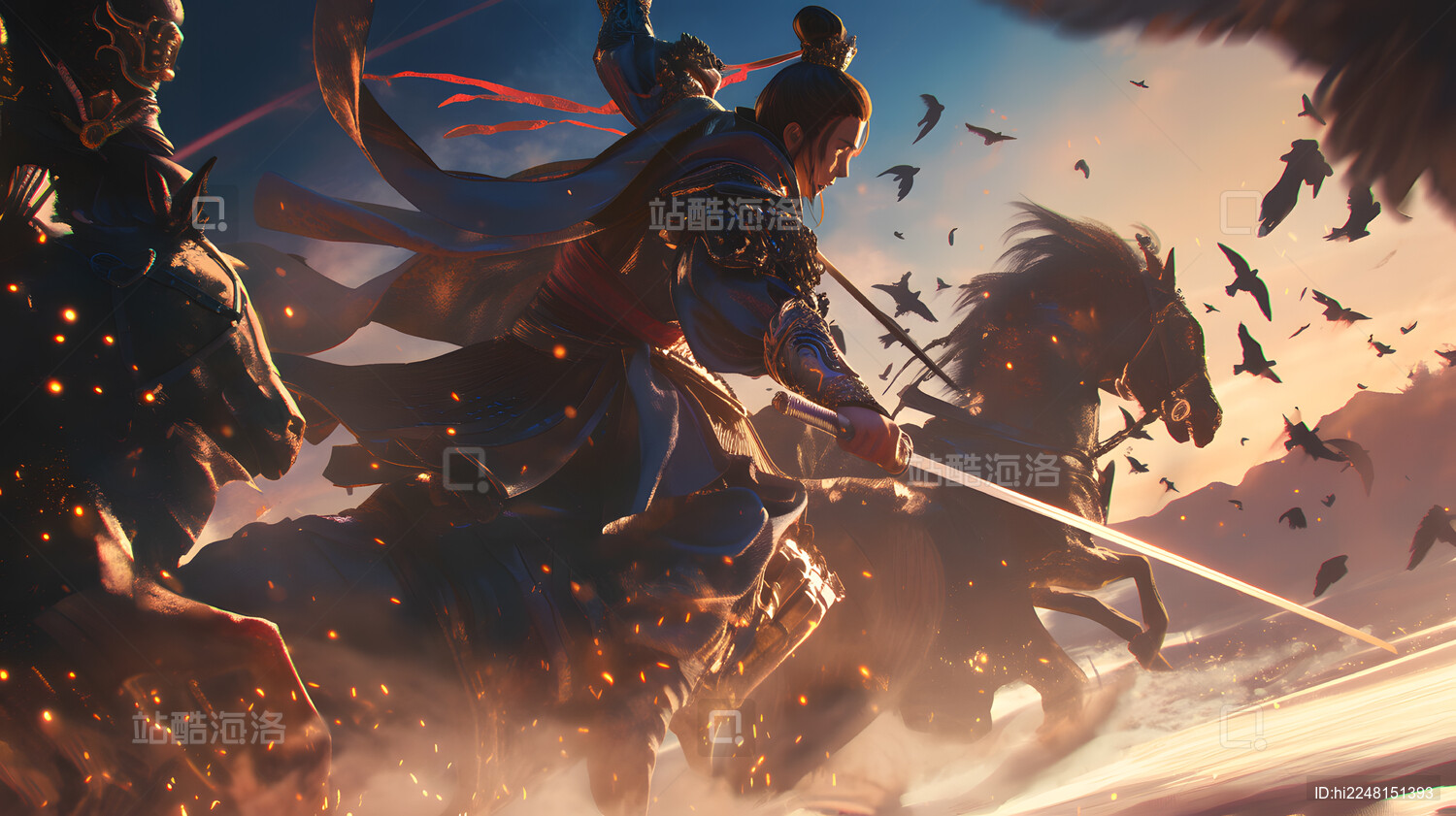 国潮风武侠人物插画