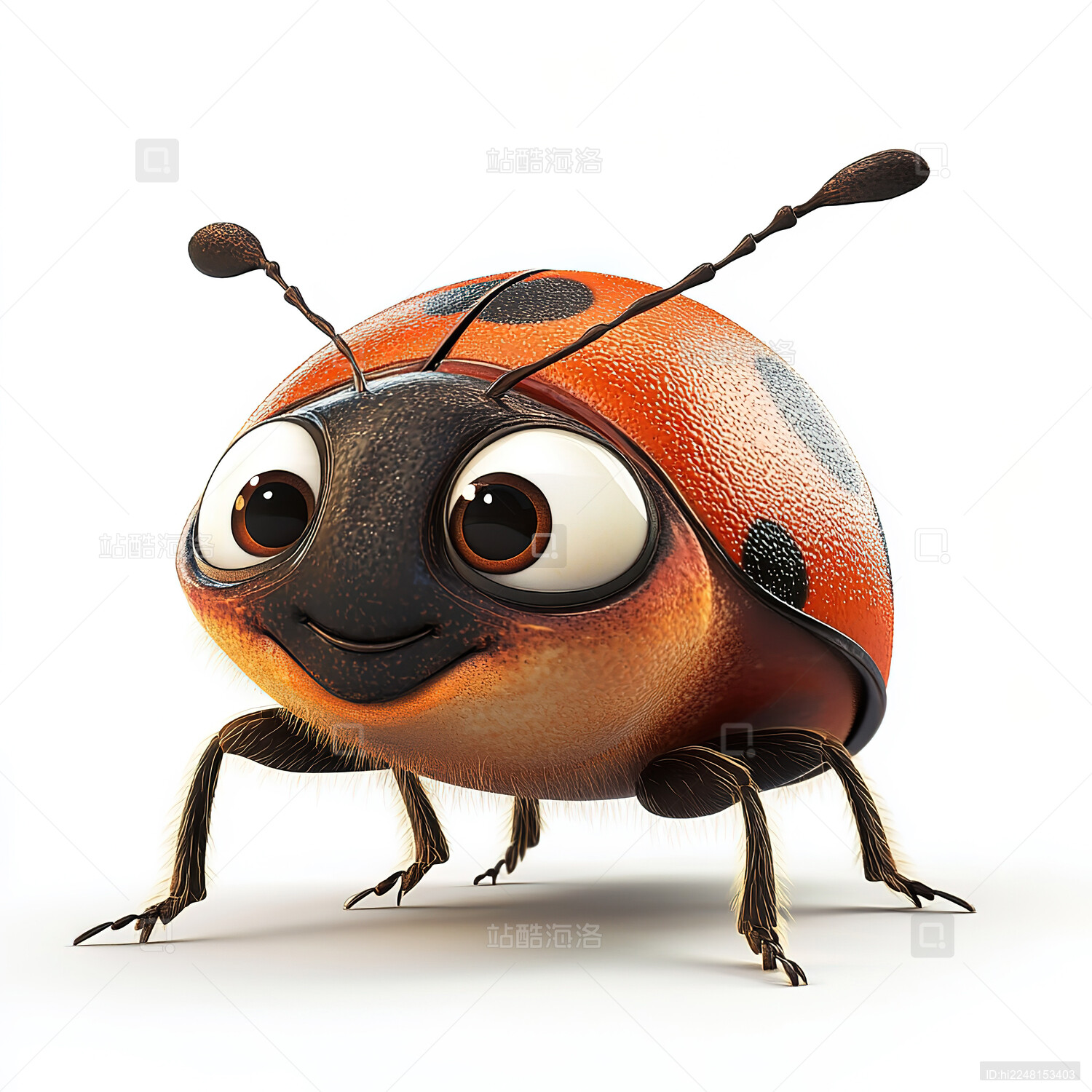 白色背景下的昆虫特写镜头