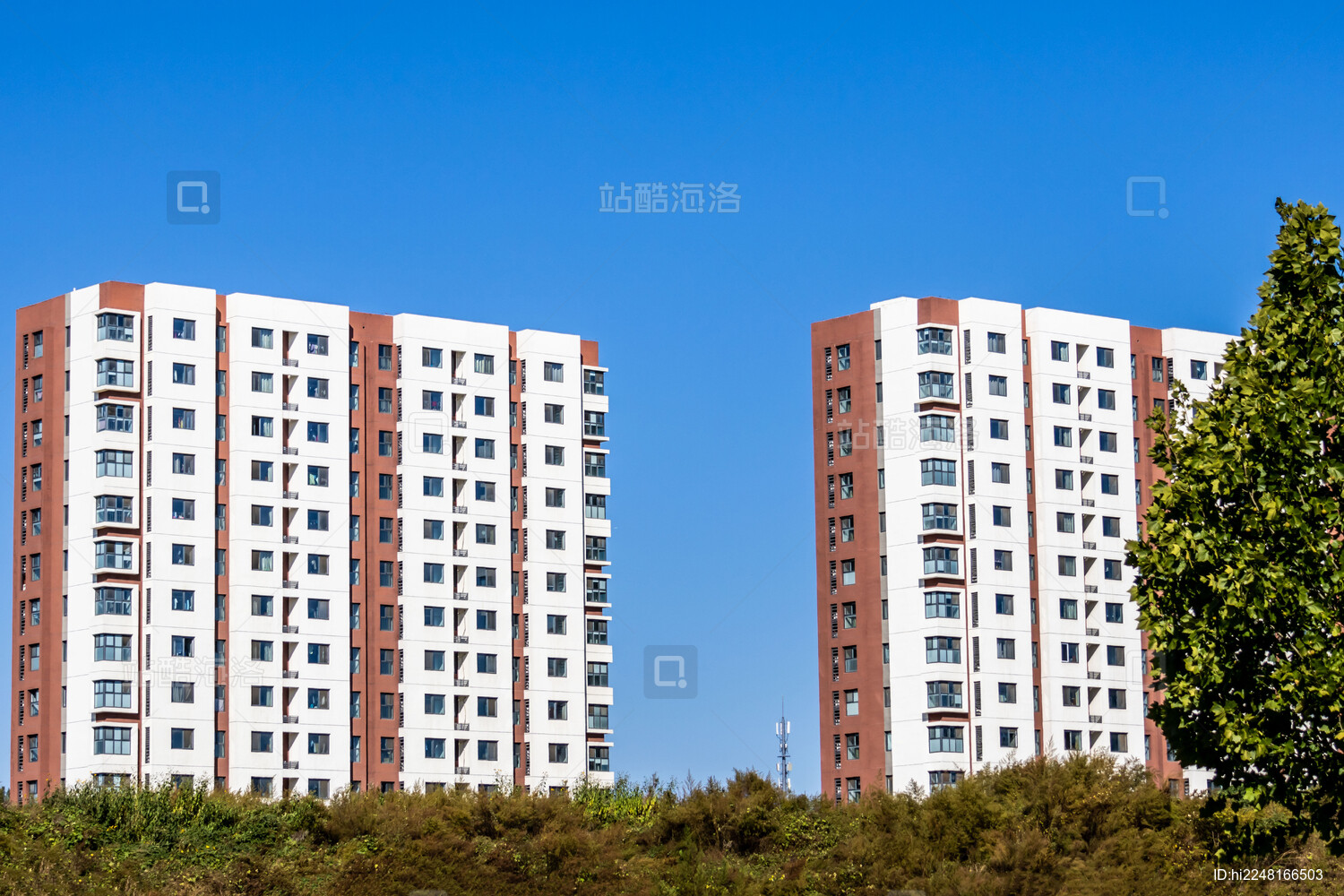 现代都市高楼建筑群小区住宅楼办公楼