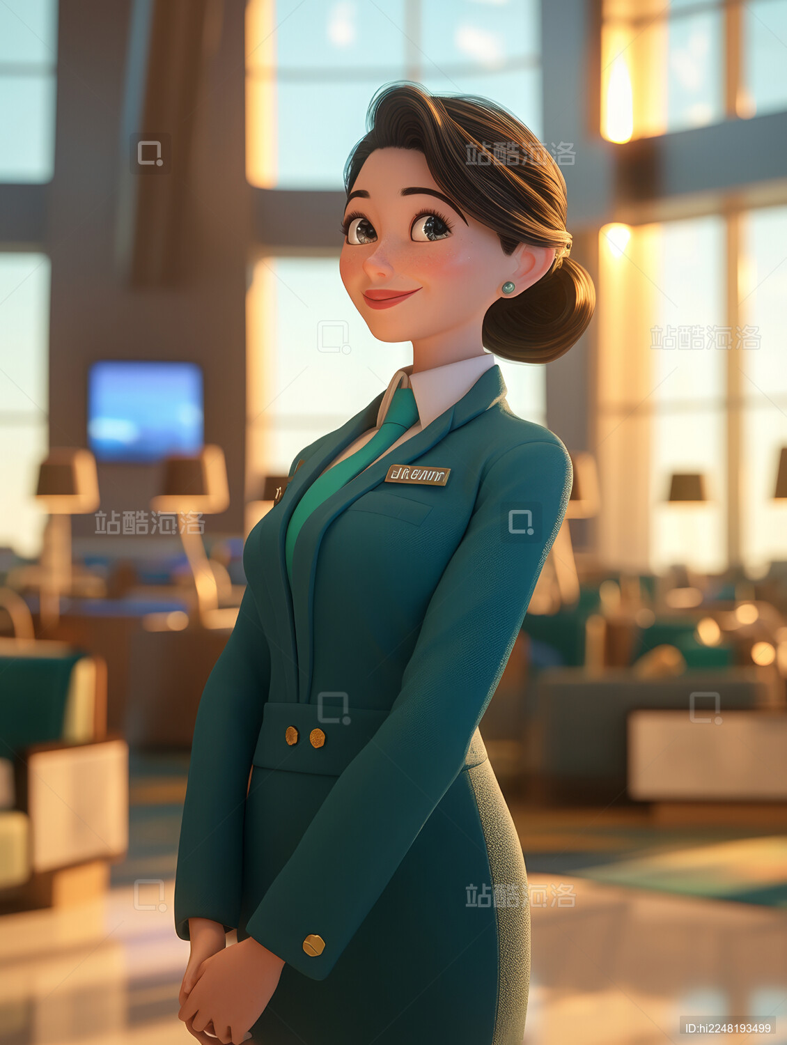 空姐人物角色职业3d插画