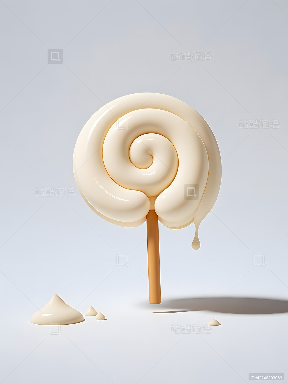 浅色棒棒糖3D渲染