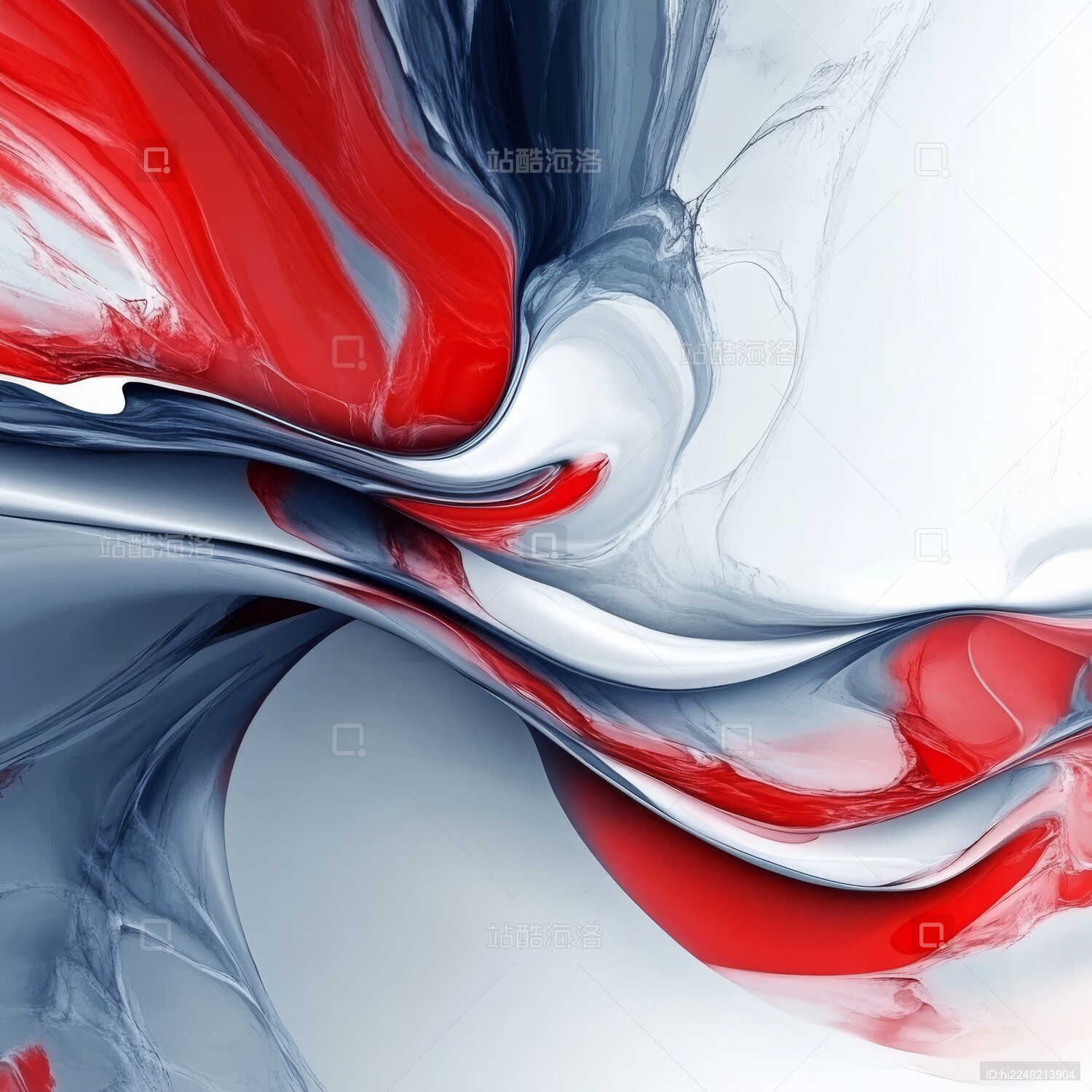 流动碰撞的蓝红色色彩