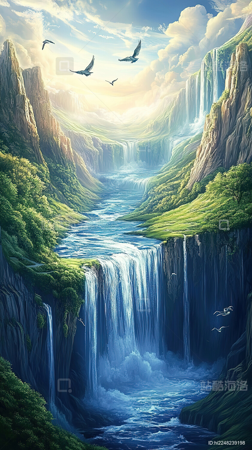 美丽的瀑布和自然风光