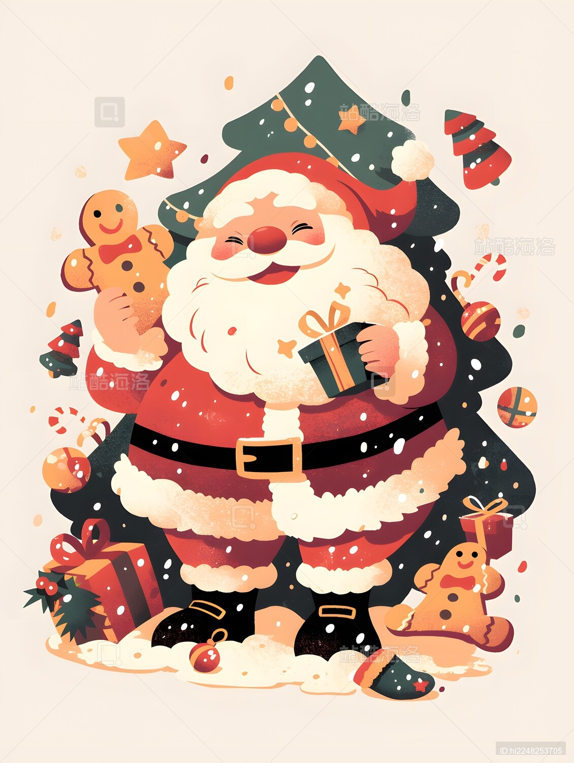 卡通圣诞老人装饰插画