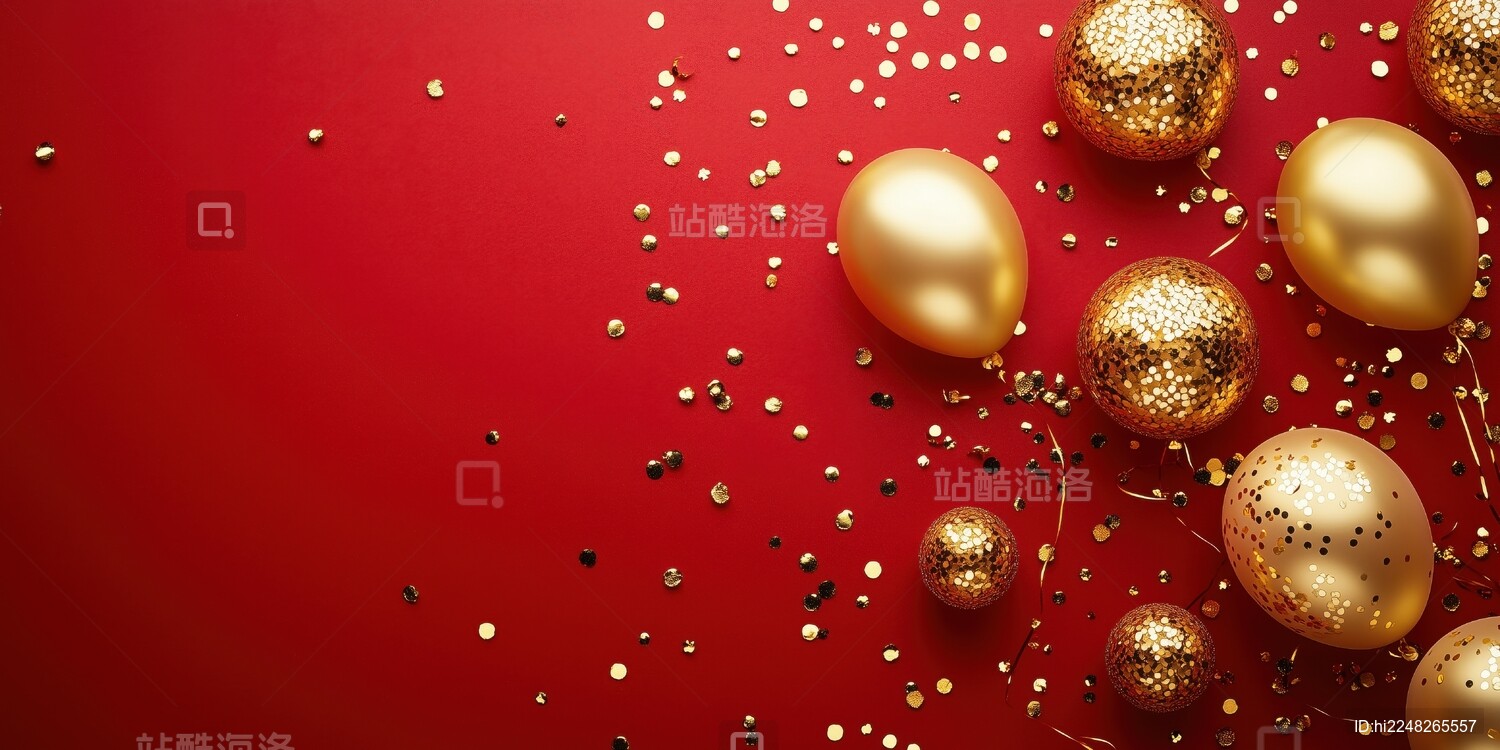 节日喜庆开业庆典红色平面金蛋3D立体插画