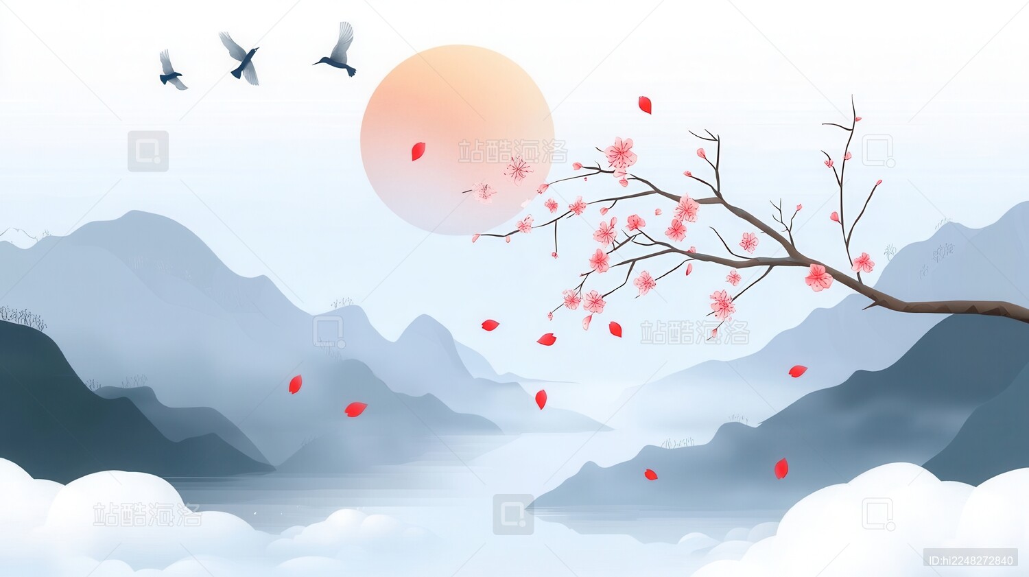 立冬冬天自然风景插画