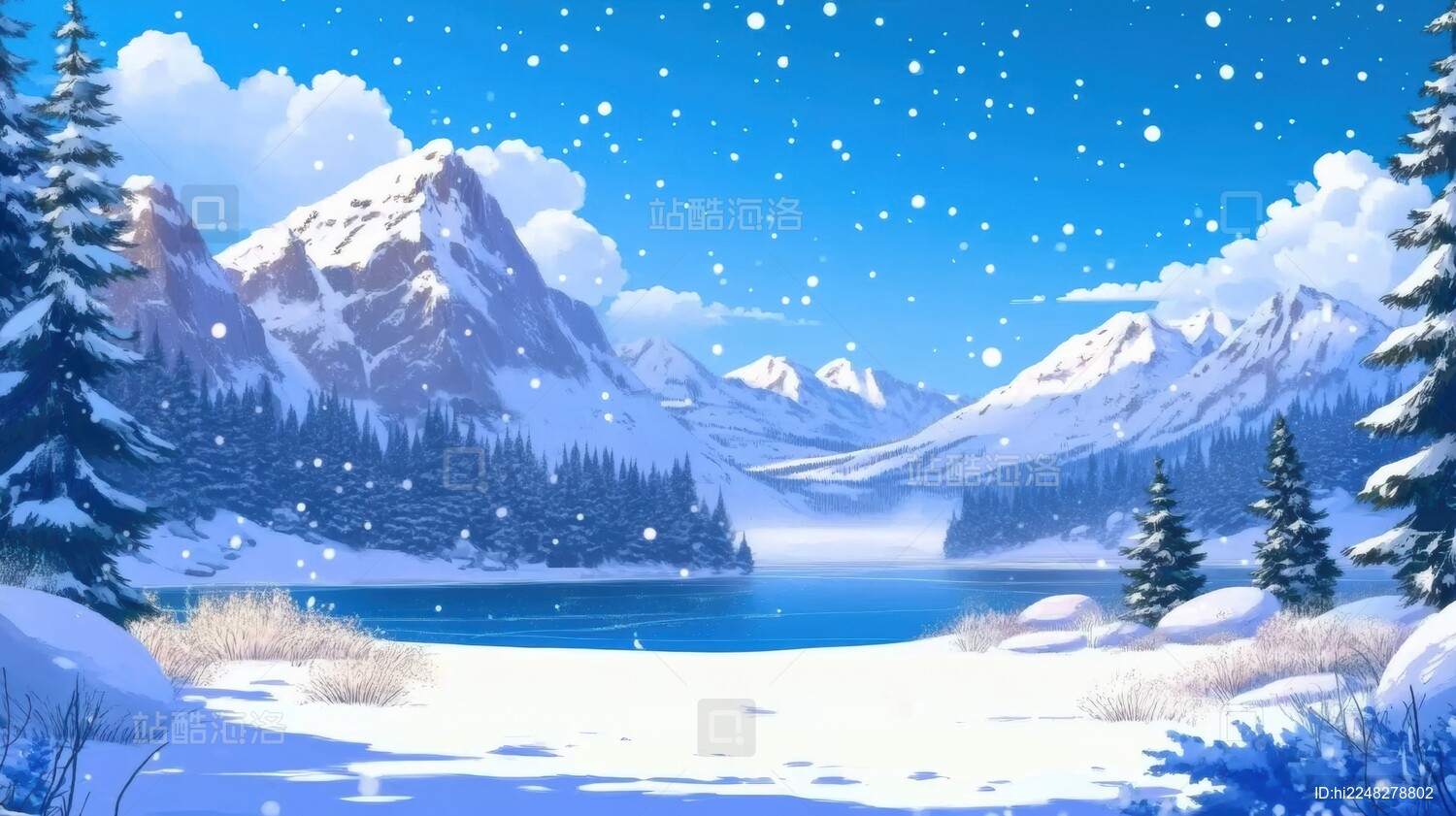 立冬冬天自然风景插画