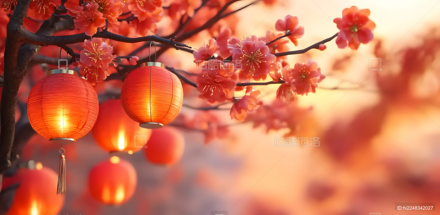 3D中式新年春节灯笼场景