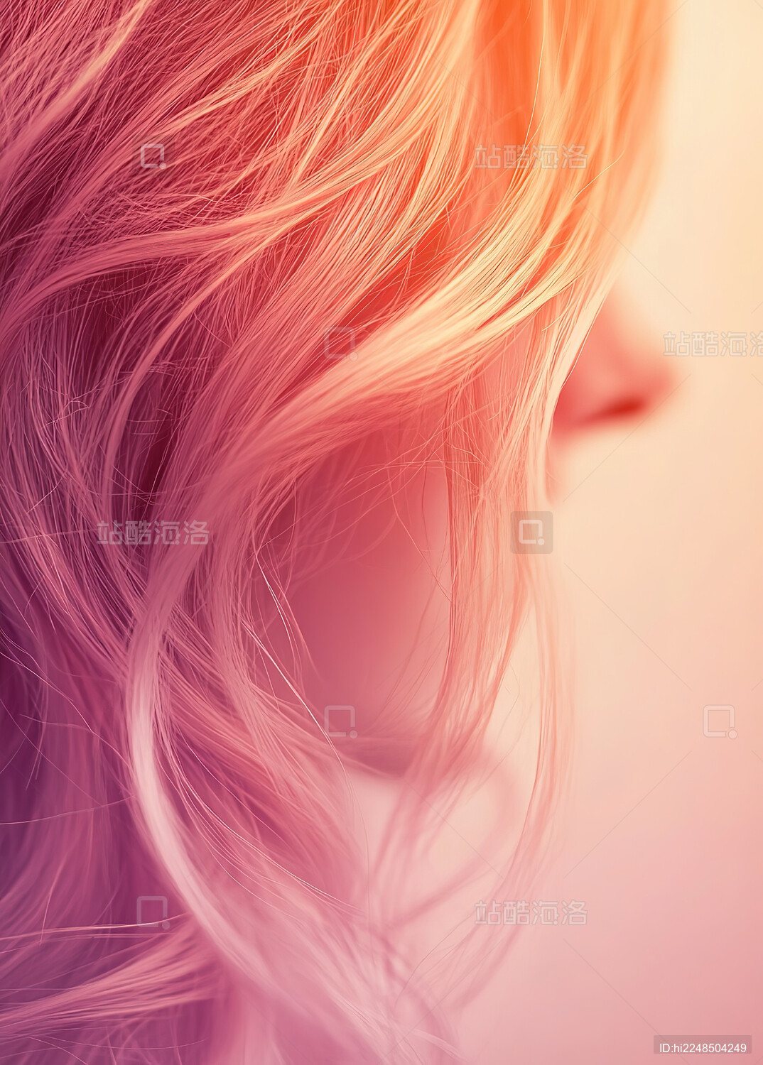 粉红色头发的女人的特写镜头