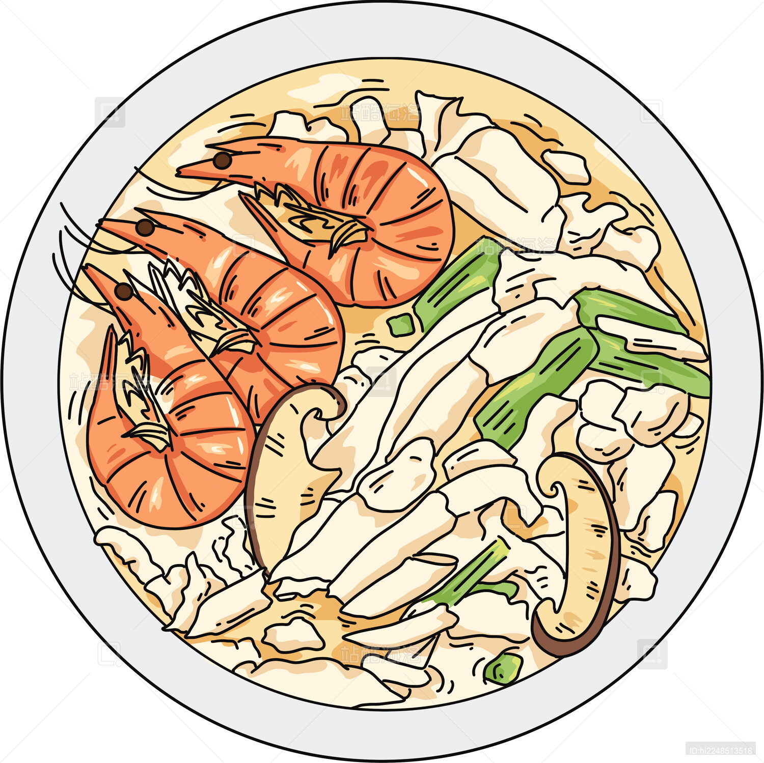 锅边糊福州特色美食国风插画元素