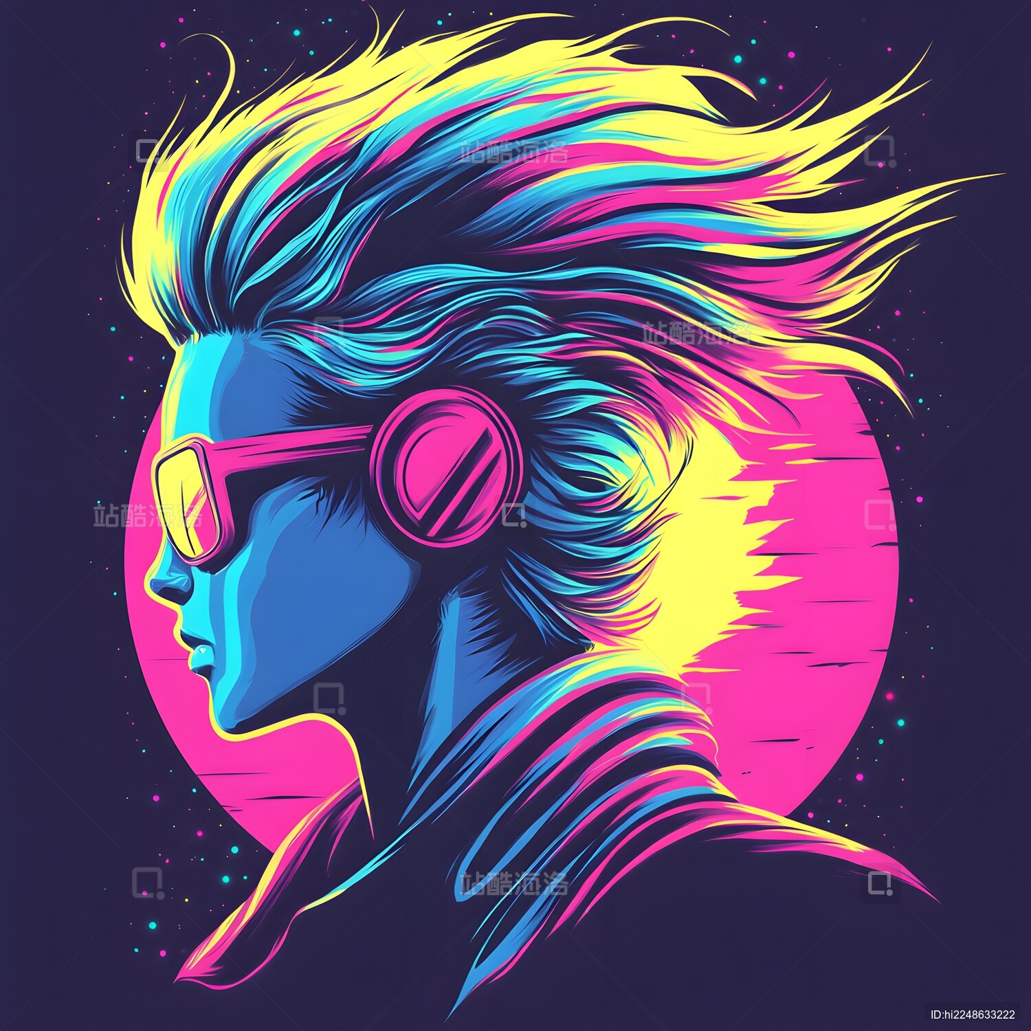 复古美式蒸汽波风格时尚美女头像