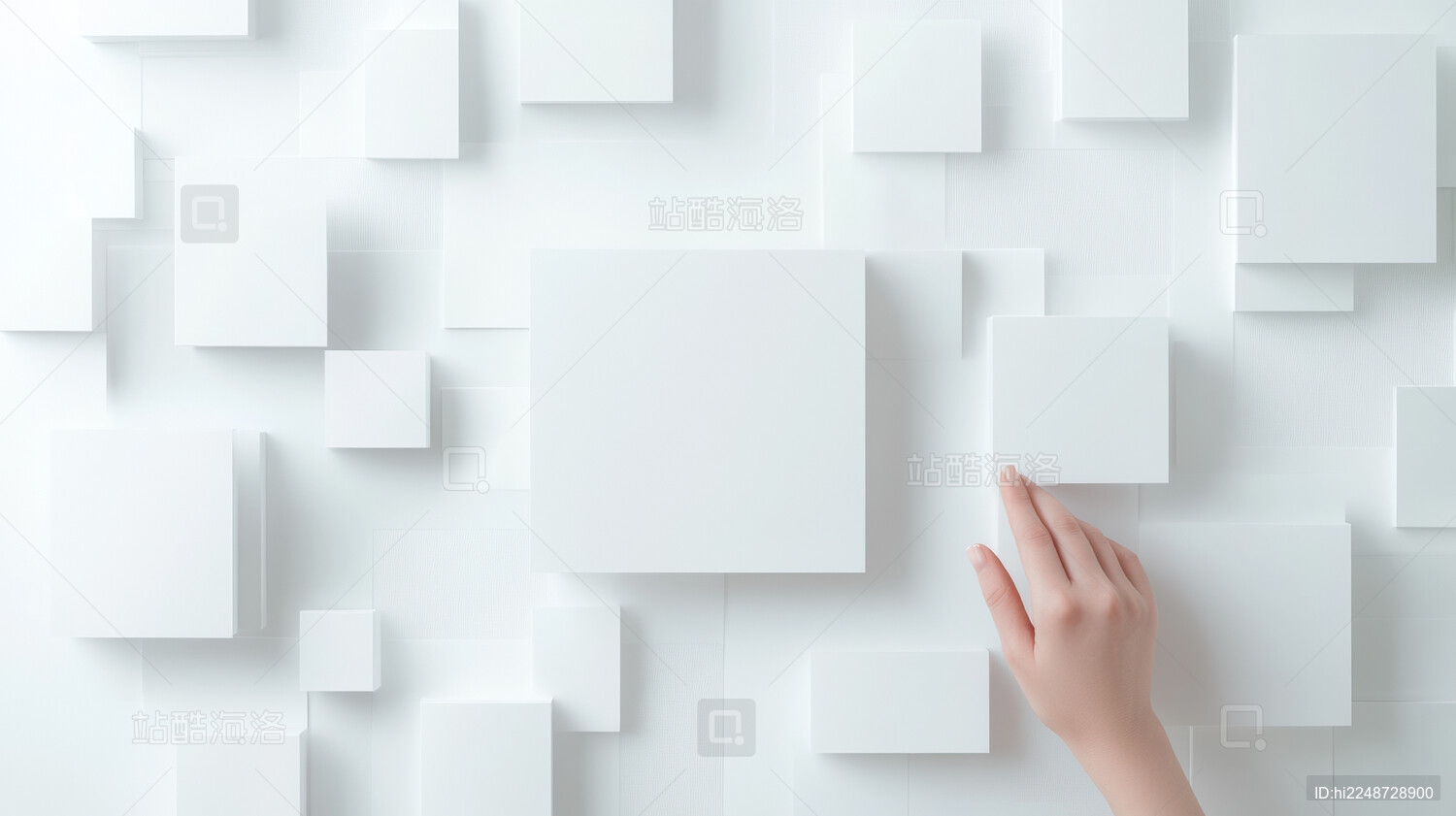 手触白色方块的交互设计