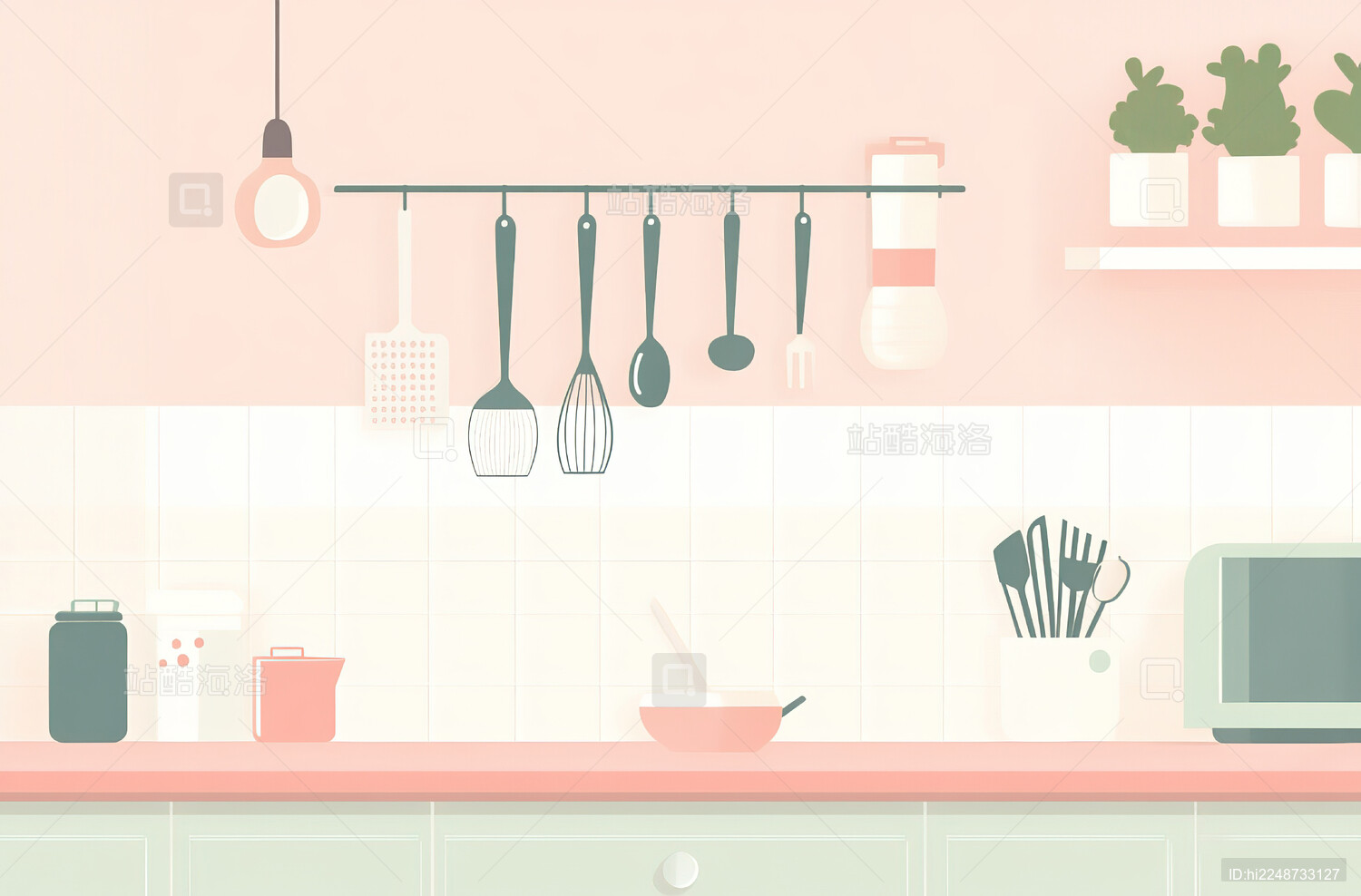 桌上厨房用具的高角度视图