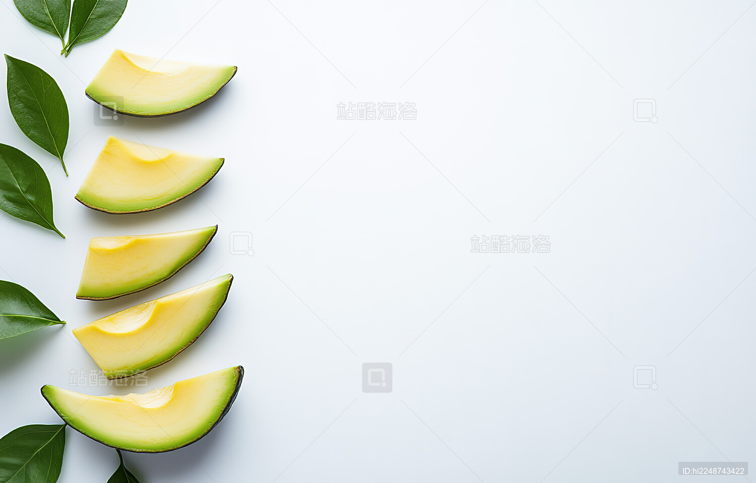 正上方白色背景上的鳄梨照片